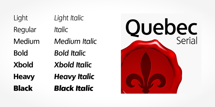Ejemplo de fuente Quebec Serial Light Italic